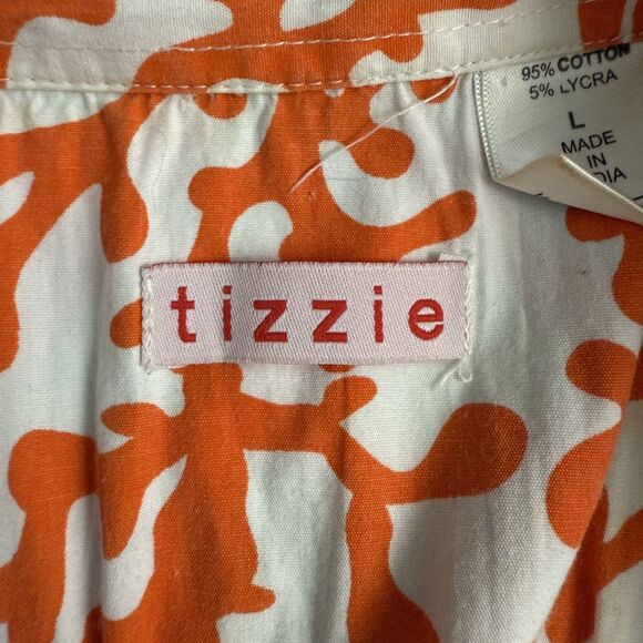 Tizzie Women's Large Green & Orange Contrast Cuff Long Sleeve Button-Front Shirt - Picture 5 of 6
